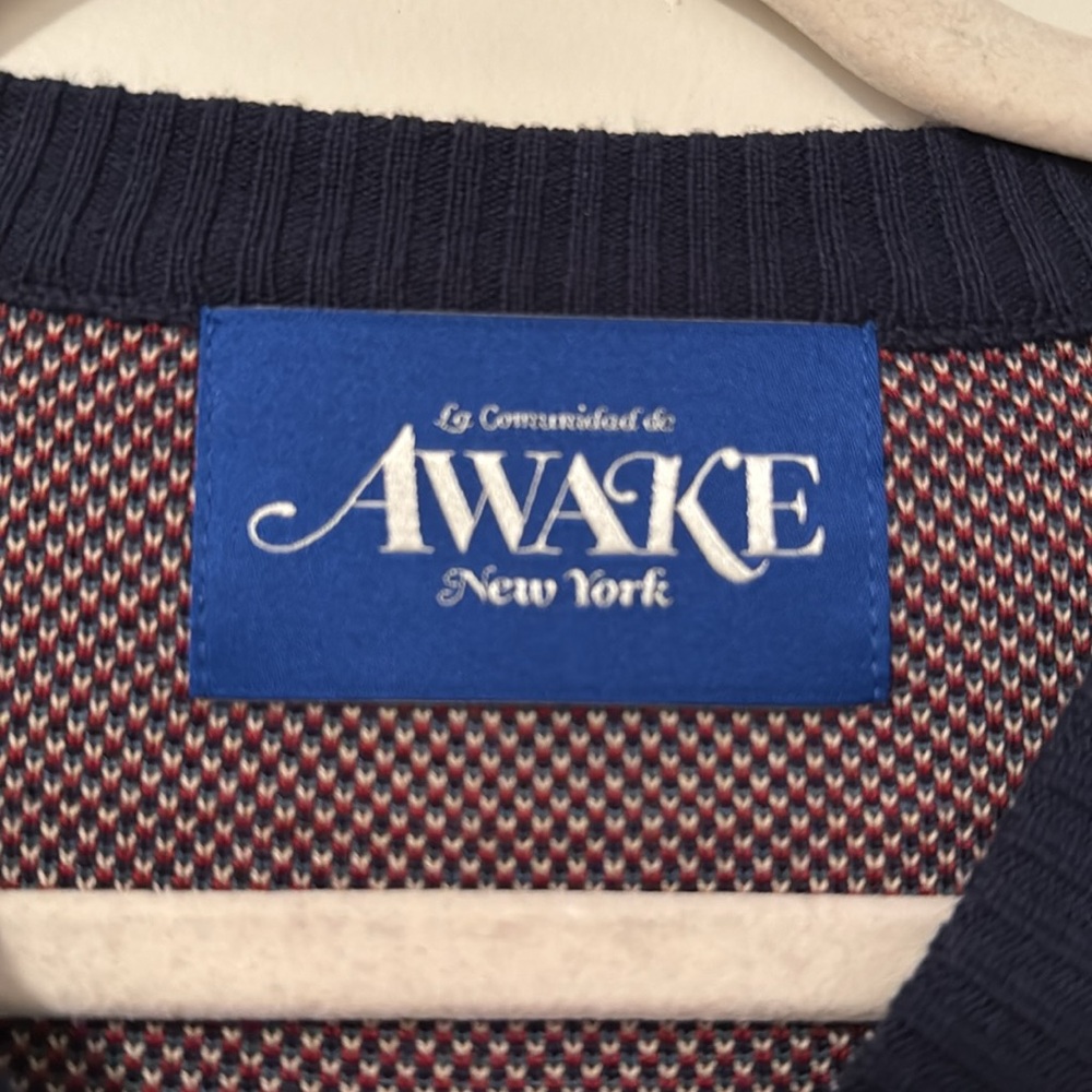 AWAKE Men's Sweater Vest - Blue and Red Butterfly Design - Picture 2 of 4